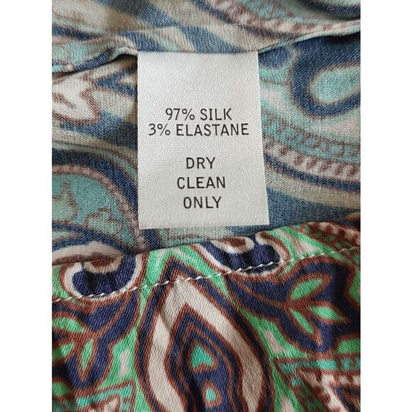 💚 CRAIG TAYLOR Women's Silk Button-down Paisley Print Green Shirt Blouse XS - Picture 9 of 16